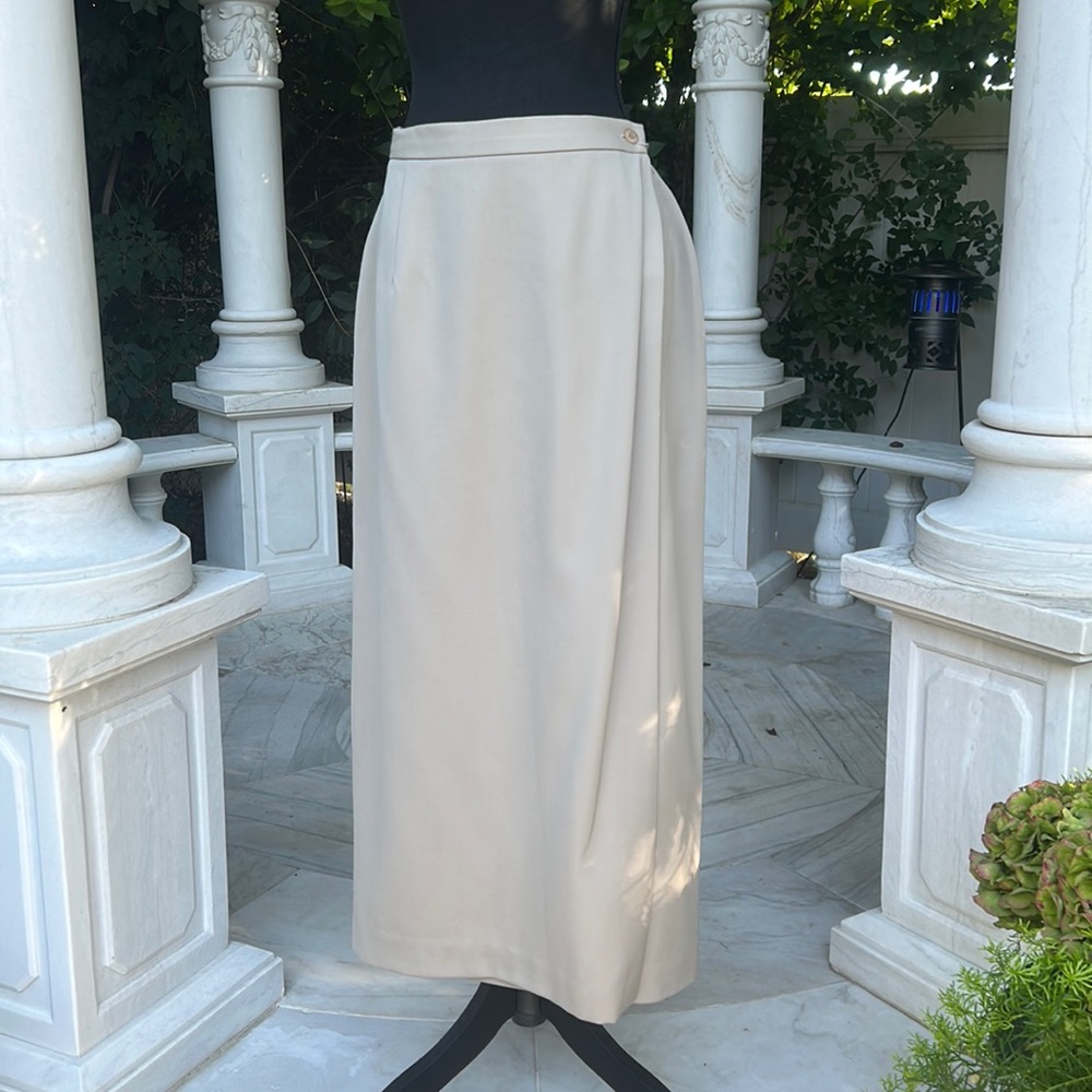 Long wool skirt by career essentials at Nordstrom. Light taupe size 16.